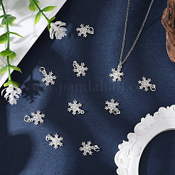 10Pcs Brass Micro Pave Clear Cubic Zirconia Snowflake Pendants&nbsp;KK-BBC0021-79
