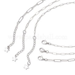 Brass & 304 Stainless Steel Paperclip Chain 3 Layer Necklaces for Women&nbsp;NJEW-JN05484