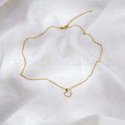 Natural White Shell 304 Stainless Steel Heart Pendant Necklaces for Women&nbsp;BL5235-2