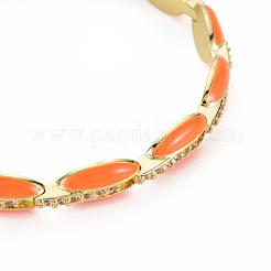 Brass Micro Pave Cubic Zirconia Link Chain Bracelet for Women&nbsp;BJEW-T020-05G-03