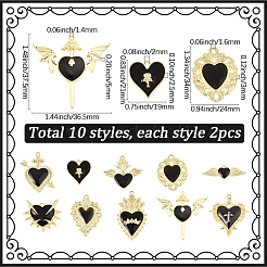 20Pcs 10 Styles Alloy Enamel Gothic Style Pendants&nbsp;PALLOY-SC0004-45C