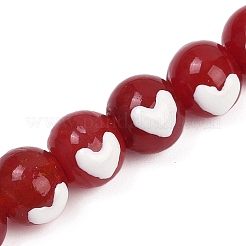 Round Handmade Lampwork Beads Strands&nbsp;LAMP-R004-01B