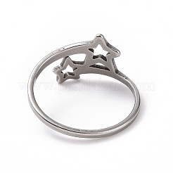 Non-Tarnish 201 Stainless Steel Double Star Finger Ring&nbsp;RJEW-J051-14P