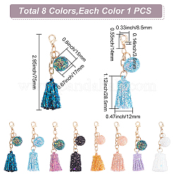 8Pcs 8 Colors Laser Style Sequins Cloth Ball Tassel Pendant Decoration&nbsp;KEYC-WR0001-23