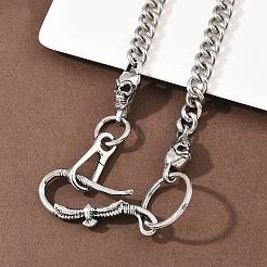 304 Stainless Steel Cuban Link Chain Skull Pants Chains with S-Hooks&nbsp;AJEW-D001-01C-ASP