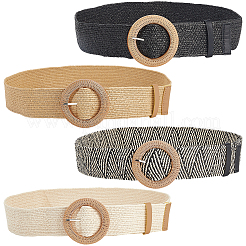 4Pcs 4 Colors Straw Woven Chain Belts with PP Plastic Ring Buckles&nbsp;AJEW-CY0001-80