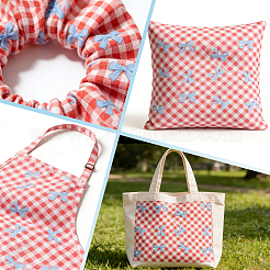Bowknot & Tartan Pattern Cotton Fabric&nbsp;DIY-WH0890-31A