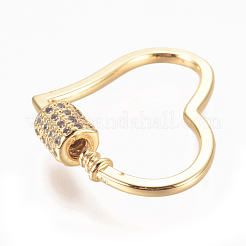 Brass Micro Pave Cubic Zirconia Screw Carabiner Lock Charms&nbsp;ZIRC-F105-08G