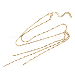 304 Stainless Steel Ball Chain Tassel Y Necklaces for Women&nbsp;LS-NJEW-Z104-01G