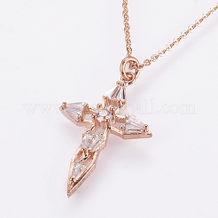 Brass Micro Pave Cubic Zirconia Pendant Necklaces&nbsp;NJEW-E111-14