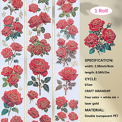 2Rolls 2 Colors Flower Pattern Planner Stickers PET Adhesive Tape&nbsp;DIY-CN0001-42A