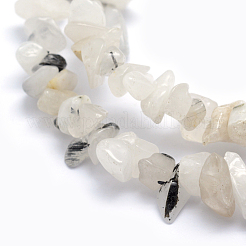 Natural Tourmalinated Quartz/Black Rutilated Quartz Beads Strands&nbsp;G-P332-18