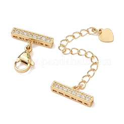 Brass Micro Pave Clear Cubic Zirconia Curb Chain Extender&nbsp;KK-G556-08G-02