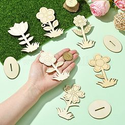 6 Styles DIY Unfinished Wood Flowers Cutout&nbsp;WOOD-CJ0002-30