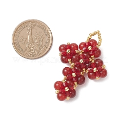 Natural & Synthetic Gemstone Round Beads & Glass Seed Beaded Cross Pendants&nbsp;PALLOY-MZ01151
