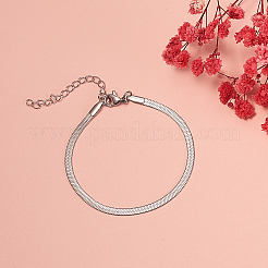 3mm 304 Stainless Steel Flat Snake Dome Herringbone Chain Link Bracelet for Men Women&nbsp;BJEW-CJC0001-02A