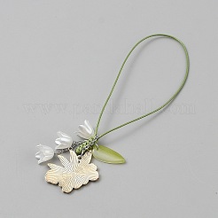 Flower & Leaf Zinc Alloy Enamel with Resin Pendant Decorations&nbsp;AJEW-WH20006-200B