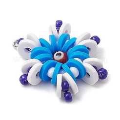 Handmade Polymer Clay and Snowflake Lampwork and Glass Round Pendants&nbsp;PALLOY-MZ00639-05