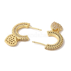 Rack Plating Brass Micro Pave Clear Cubic Zirconia Stud Earrings&nbsp;EJEW-B062-23G