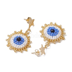 Synthetic Blue Goldstone Ear Studs&nbsp;EJEW-MZ00238