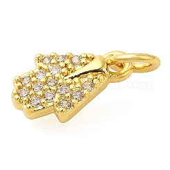 Hamsa Hand Rack Plating Brass Micro Pave Cubic Zirconia Pendants Charms with Jump Ring&nbsp;KK-S396-16