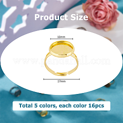 80Pcs 5 Colors Iron Adjustable Ring Components&nbsp;IFIN-HS0001-01B