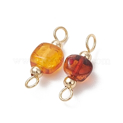Natural Amber Connector Charms&nbsp;PALLOY-JF05366