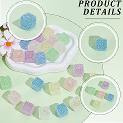 24Pcs 6 Colors Drusy Cube Resin Rhinestone Beads&nbsp;RESI-PA0001-43B