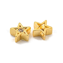 Brass Micro Pave Clear Cubic Zirconia Beads&nbsp;KK-B096-22G