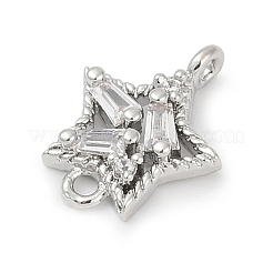 Brass Clear Cubic Zirconia Connector Charms&nbsp;KK-Z094-03P-02
