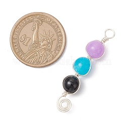 5Pcs 5 Styles Dyed Natural Malaysia Jade & Amethyst & Black Onyx(Dyed & Heated) & Rose Quartz & Labradorite Round Beaded Pendants&nbsp;PALLOY-JF04051-02