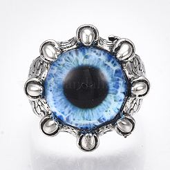 Adjustable Alloy Glass Finger Rings&nbsp;RJEW-T006-03B