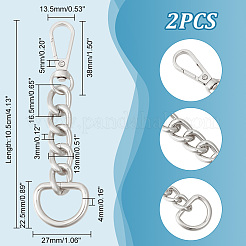 2Pcs Aluminum & Iron & Zinc Alloy Oval Link Purse Strap Extenders&nbsp;FIND-UN0003-19P