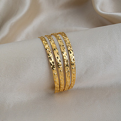 26MM 304 Stainless Steel Vintage Textured Layered Open Cuff Bangles for Women&nbsp;ZJ0317