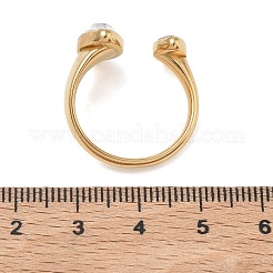 304 Stainless Steel Pave Clear Cubic Zirconia Cuff Open Rings for Women&nbsp;RJEW-F207-03D-G