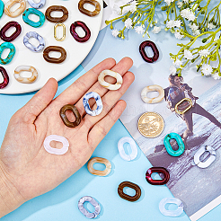 120Pcs 6 Colors Two Tone Acrylic Linking Rings&nbsp;OACR-FH0001-036