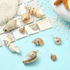 10Pcs 5 Styles Electroplated Natural Mixed Shell Pendants&nbsp;BSHE-YW0001-22