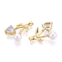 Brass Micro Pave Cubic Zirconia Pendants&nbsp;KK-N265-15G