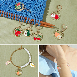 Alloy Enamel Round Ring with Fruit Pendant Locking Stitch Markers&nbsp;HJEW-PH01892