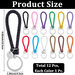 12Pcs 12 Colors PU Leather Knitting Keychains&nbsp;KEYC-CL0001-21