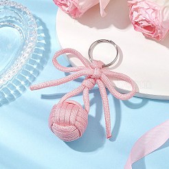 3Pcs Polyester and 304 Stainless Steel Braid Ball Keychains&nbsp;KEYC-JKC01117