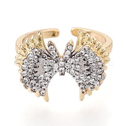 Brass Micro Pave Clear Cubic Zirconia Cuff Open Rings&nbsp;KK-T079-60G