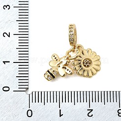 Brass Micro Pave Cubic Zirconia European Dangle Charms&nbsp;KK-Z150-06G-03