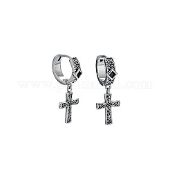 304 Stainless Steel Cubic Zirconia Hoop Dangle Earrings for Men&nbsp;WG5B424-01