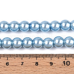 Baking Paint Pearlized Glass Pearl Round Bead Strands&nbsp;X-HY-Q330-8mm-24