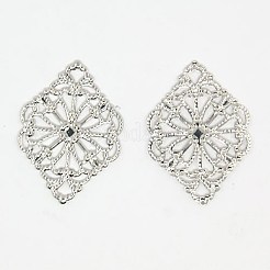 Rhombus Shaped Brass Filigree Findings&nbsp;KK-M005-01
