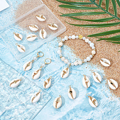24Pcs 4 Styles Natural Cowrie Shell Copper Wire Wrapped Pendants&nbsp;FIND-SC0014-23