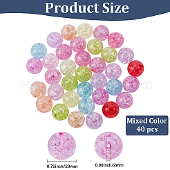 40Pcs Transparent Crackle Acrylic Beads&nbsp;PACR-PA0001-19