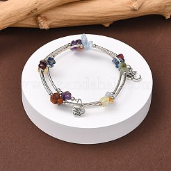 Three Loops Natural Gemstone Beaded Wrap Bracelets&nbsp;X-BJEW-JB02331-03