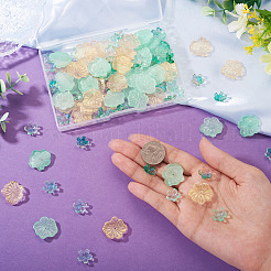 100Pcs 4 Styles Baking Paint Transparent Glass Bead Caps&nbsp;DGLA-TA0001-46